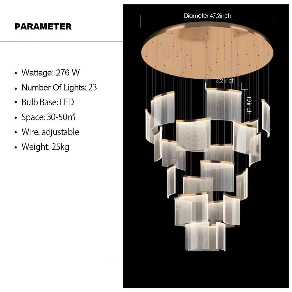 Designer Tile Chandelier For Foyer And High Ceiling Living Room - Brig Lighting