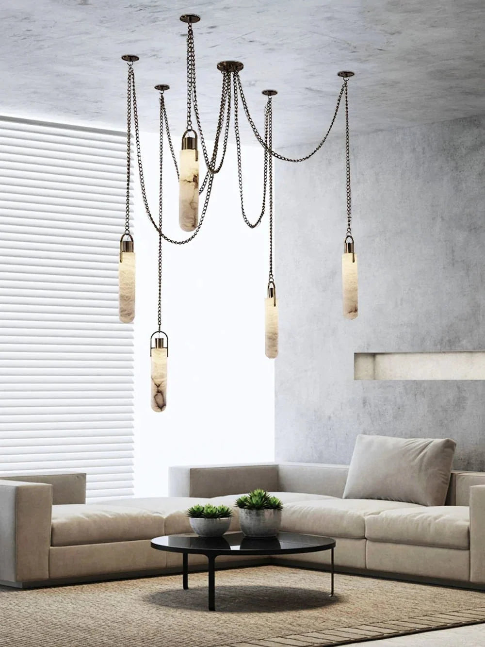 Dome Chain Alabaster Chandelier - Cyran Lamps