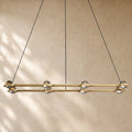 Ecletant Rectangular Chandelier - Lacquered Burnished Brass Matte Black Polished Nickel / 54’’