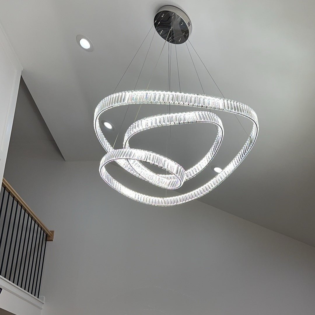 Elegant Restaurant Rings Crystal Chandelier Foyer Living Room Ceiling Pendant Light Fixture - briglamps