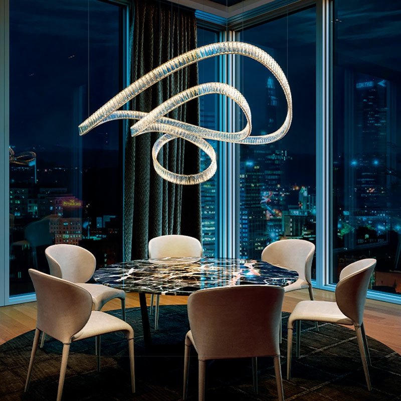 Elegant Restaurant Rings Crystal Chandelier Foyer Living Room Ceiling Pendant Light Fixture - briglamps