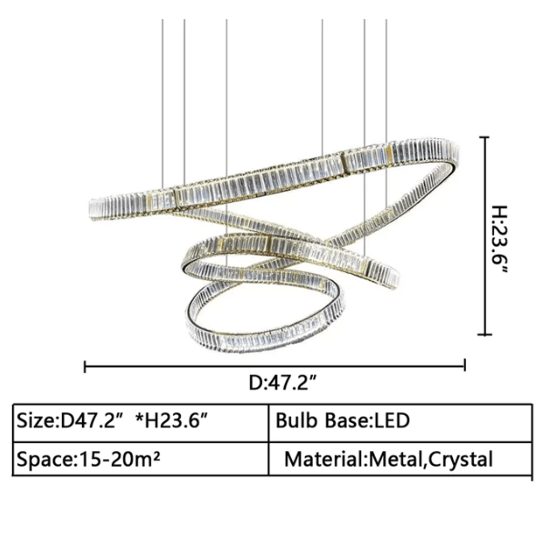 Elegant Restaurant Rings Crystal Chandelier Foyer Living Room Ceiling Pendant Light Fixture - briglamps