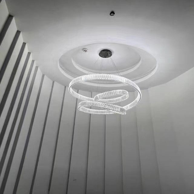 Elegant Restaurant Rings Crystal Chandelier Foyer Living Room Ceiling Pendant Light Fixture - briglamps