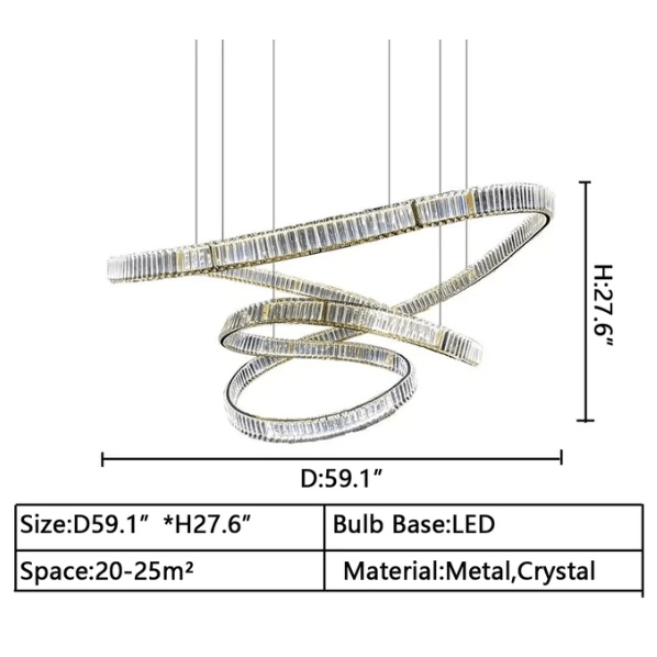 Elegant Restaurant Rings Crystal Chandelier Foyer Living Room Ceiling Pendant Light Fixture - briglamps