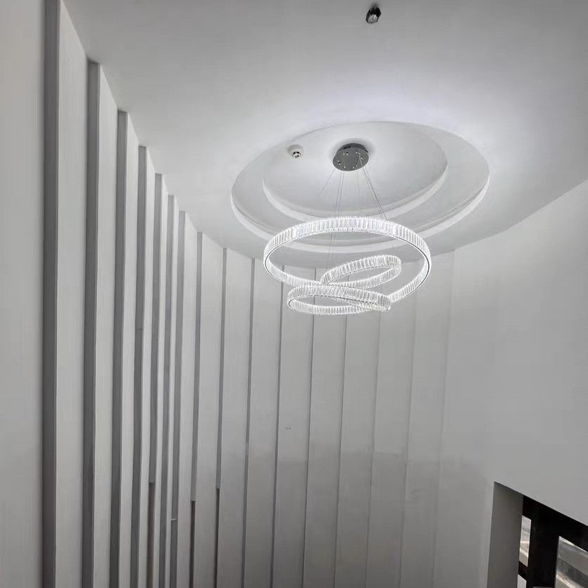 Elegant Restaurant Rings Crystal Chandelier Foyer Living Room Ceiling Pendant Light Fixture - briglamps