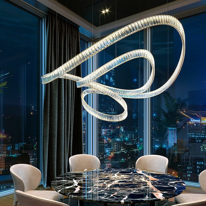 Elegant Restaurant Rings Crystal Chandelier Foyer Living Room Ceiling Pendant Light Fixture - briglamps