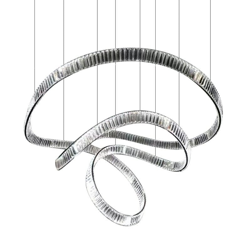 Elegant Restaurant Rings Crystal Chandelier Foyer Living Room Ceiling Pendant Light Fixture - briglamps