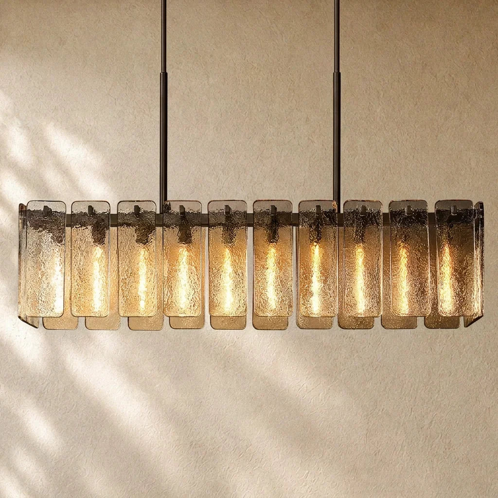 Calametta Glass Rectangular Chandelier - 60’’ / Bronze