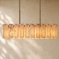 Calametta Onyx Rectangular Chandelier - Lacquered Burnished Brass / 60’’