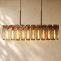 Calametta Glass Rectangular Chandelier - 60’’ / Lacquered Burnished Brass