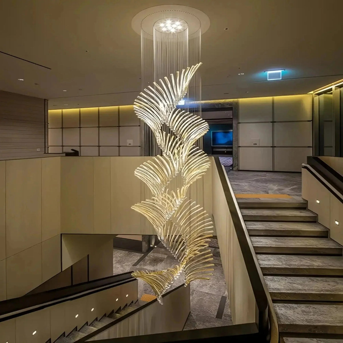 European Style Spiral Glass Chandelier for Staircase/Foyer/Hotel/Villa - Brig Lighting