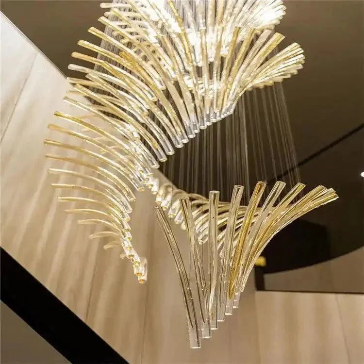 European Style Spiral Glass Chandelier for Staircase/Foyer/Hotel/Villa - Brig Lighting