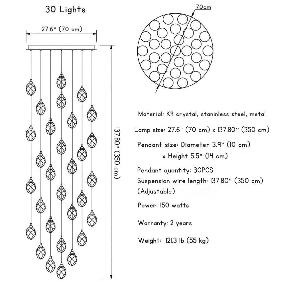 Eve Modern Crystal Chandelier for Staircase - Brig Lighting