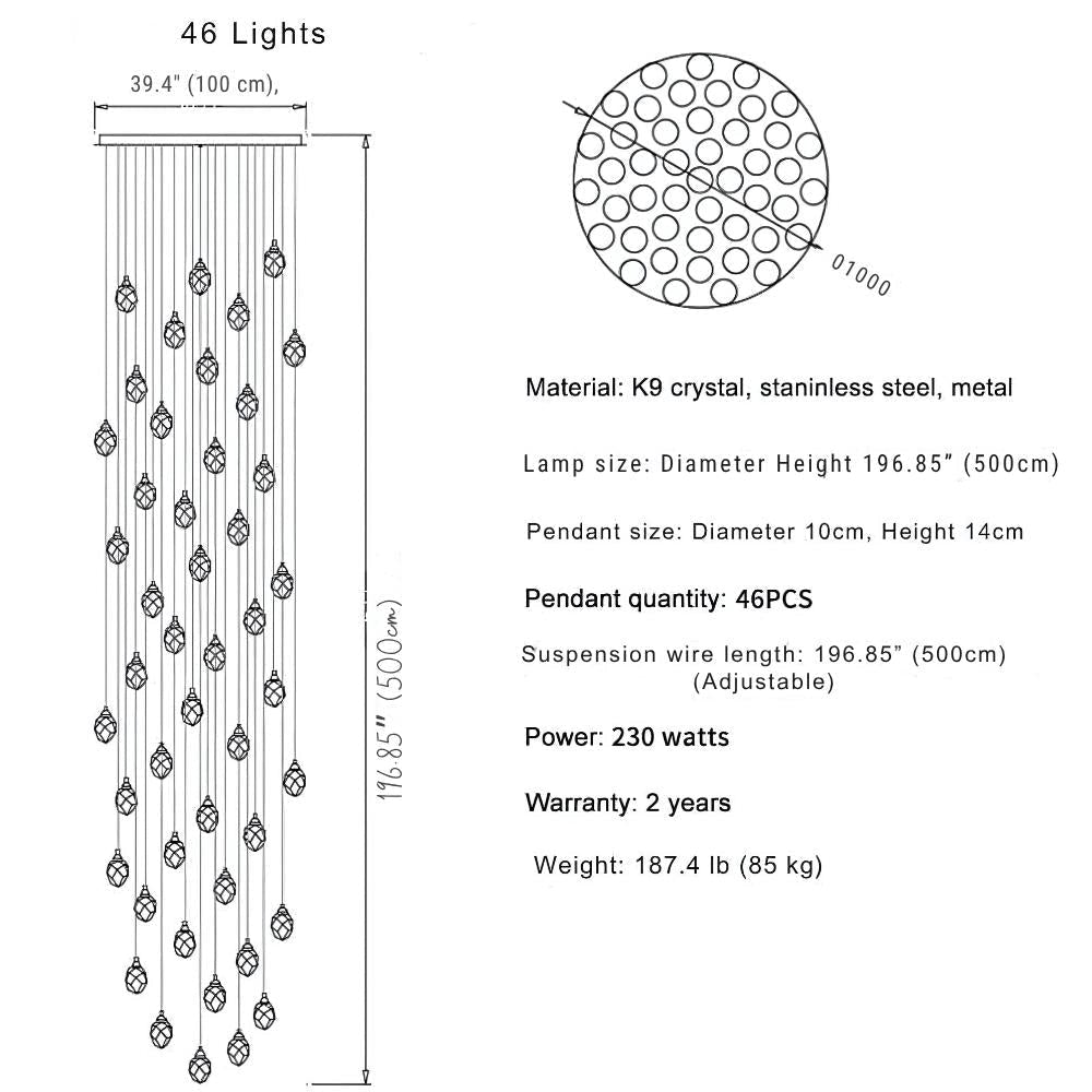 Eve Modern Crystal Chandelier for Staircase - Brig Lighting