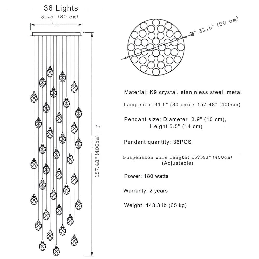 Eve Modern Crystal Chandelier for Staircase - Brig Lighting
