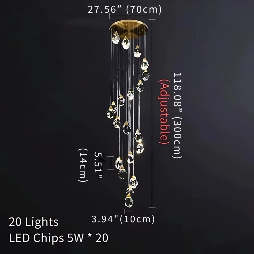 Eve Modern Crystal Chandelier for Staircase - Brig Lighting