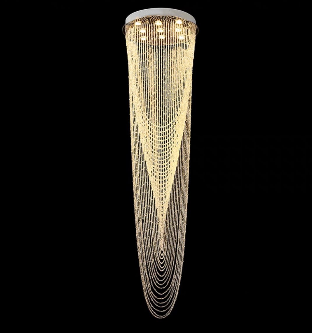 Extra Large Affordable Luxury Tiered Tassel Watefall Crystal Chandelier for Spiral Staircase/Villa/Hotel Lobby/Foyer - briglamps