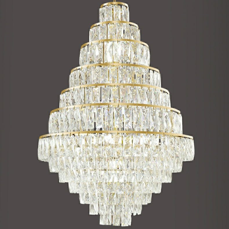 Extra Large Decorative Crystal Chandelier Foyer Hall Ceiling Light Fixture For Staircase In Gold/ Chrome - briglamps