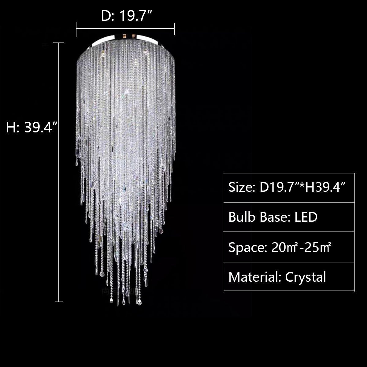 Extra Large Flush Mount Crystal Tassel Pendant Chandelier for Living Room/High - Ceiling Room/Foyer - briglamps
