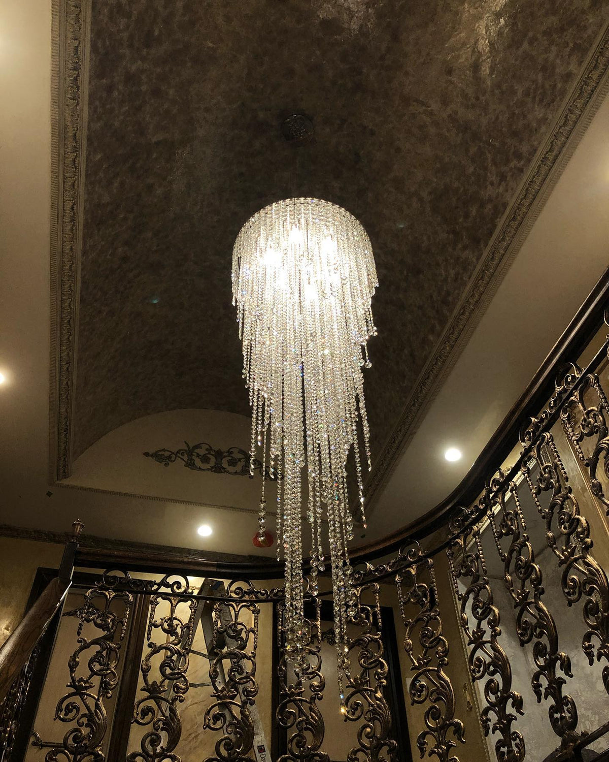Extra Large Flush Mount Crystal Tassel Pendant Chandelier for Living Room/High - Ceiling Room/Foyer - briglamps