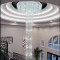Extra Large Flush Mount Silver Waterfall Luxury Ceiling Crystal Chandelier for High - ceiling Living Room/Duplex Hall - briglamps
