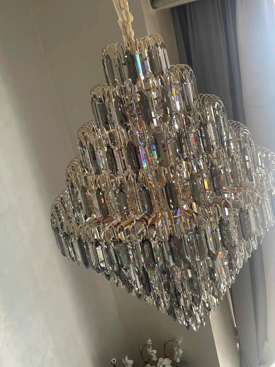 Extra Large Foyer Decorative Crystal Lighting Fixture Living Room Crystal Chandelier For Entryway Staircase - briglamps
