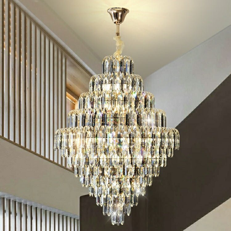 Extra Large Foyer Decorative Crystal Lighting Fixture Living Room Crystal Chandelier For Entryway Staircase - briglamps