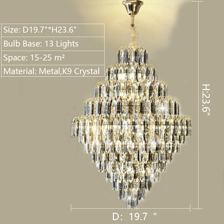 Extra Large Foyer Decorative Crystal Lighting Fixture Living Room Crystal Chandelier For Entryway Staircase - briglamps