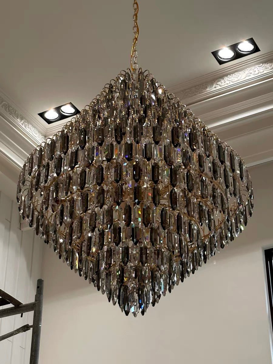 Extra Large Foyer Decorative Crystal Lighting Fixture Living Room Crystal Chandelier For Entryway Staircase - briglamps