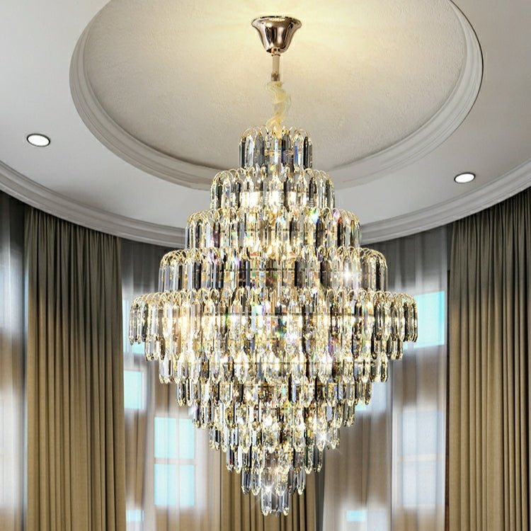 Extra Large Foyer Decorative Crystal Lighting Fixture Living Room Crystal Chandelier For Entryway Staircase - briglamps