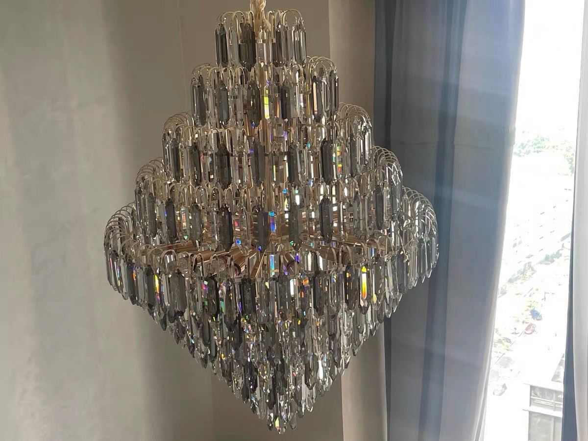 Extra Large Foyer Decorative Crystal Lighting Fixture Living Room Crystal Chandelier For Entryway Staircase - briglamps