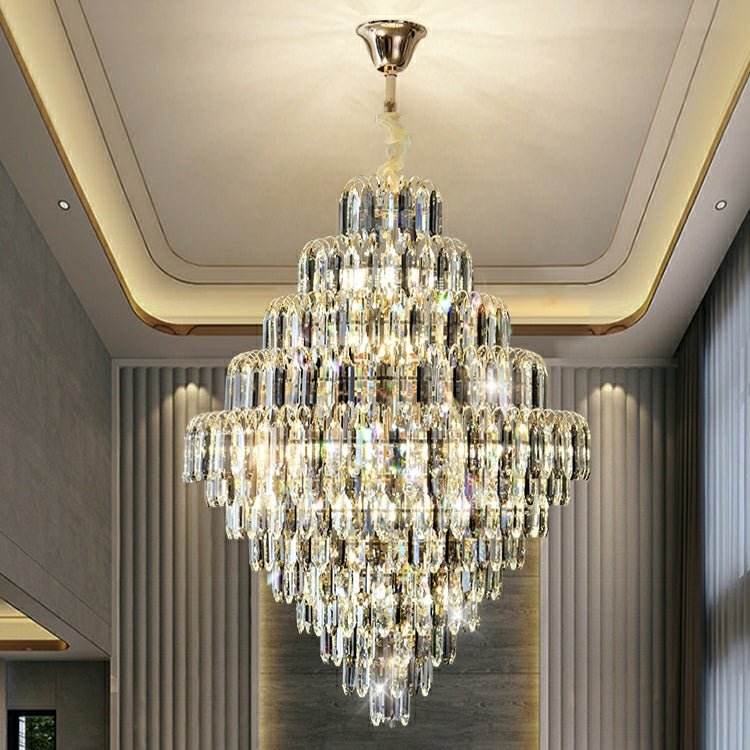 Extra Large Foyer Decorative Crystal Lighting Fixture Living Room Crystal Chandelier For Entryway Staircase - briglamps