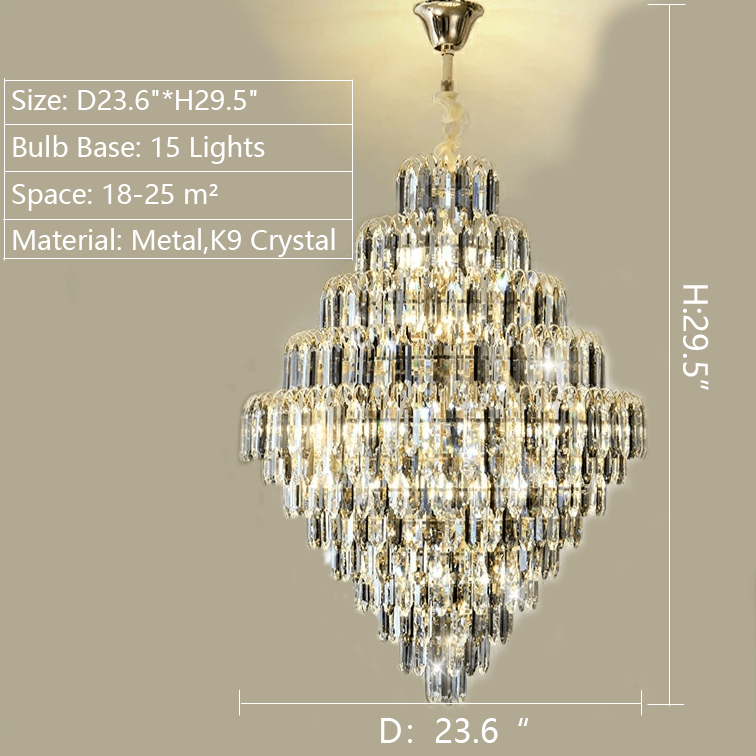 Extra Large Foyer Decorative Crystal Lighting Fixture Living Room Crystal Chandelier For Entryway Staircase - briglamps