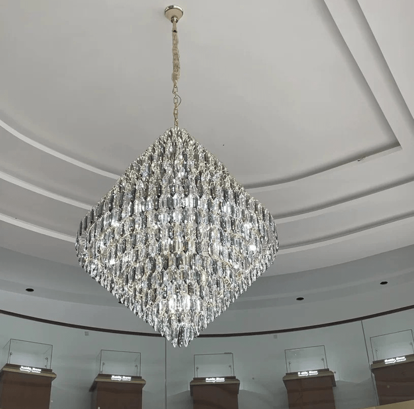 Extra Large Foyer Decorative Crystal Lighting Fixture Living Room Crystal Chandelier For Entryway Staircase - briglamps