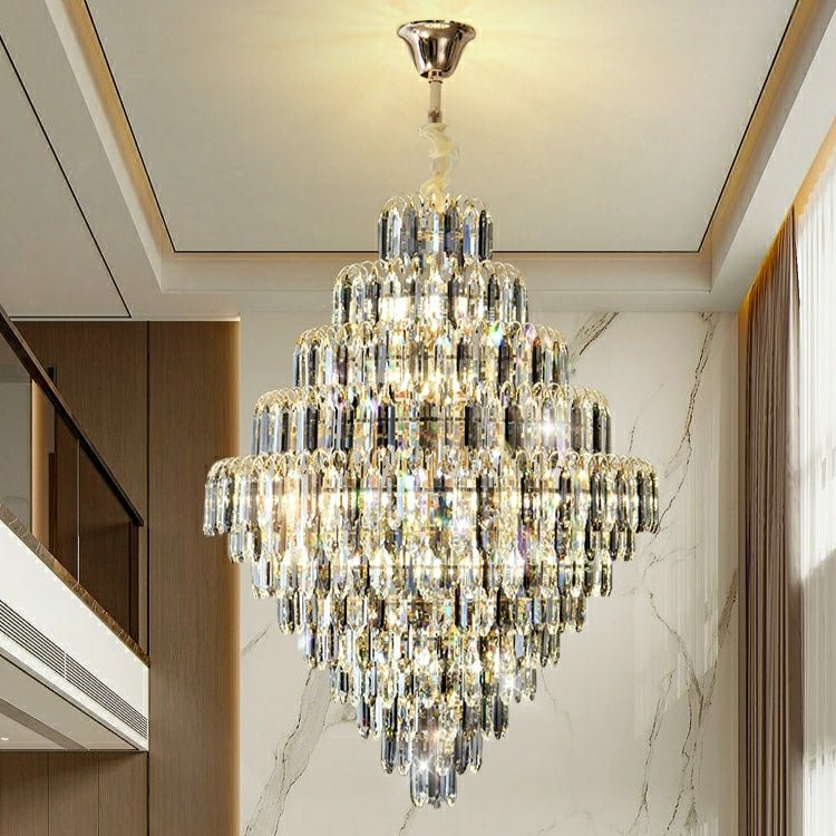 Extra Large Foyer Decorative Crystal Lighting Fixture Living Room Crystal Chandelier For Entryway Staircase - briglamps