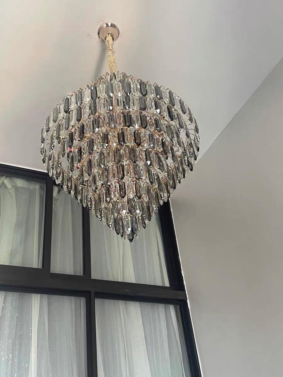 Extra Large Foyer Decorative Crystal Lighting Fixture Living Room Crystal Chandelier For Entryway Staircase - briglamps