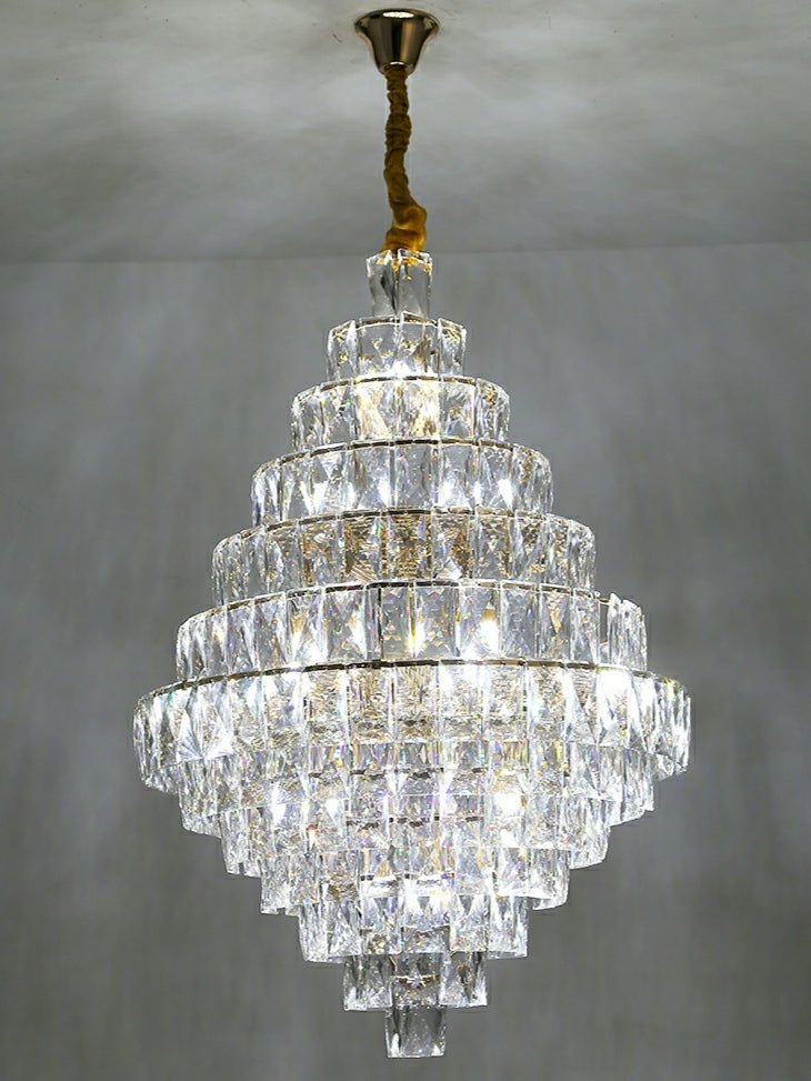 Extra Large Foyer Pure Crystal Ceiling Light Fixture Living Room Entrance Staircase Chandelier - briglamps