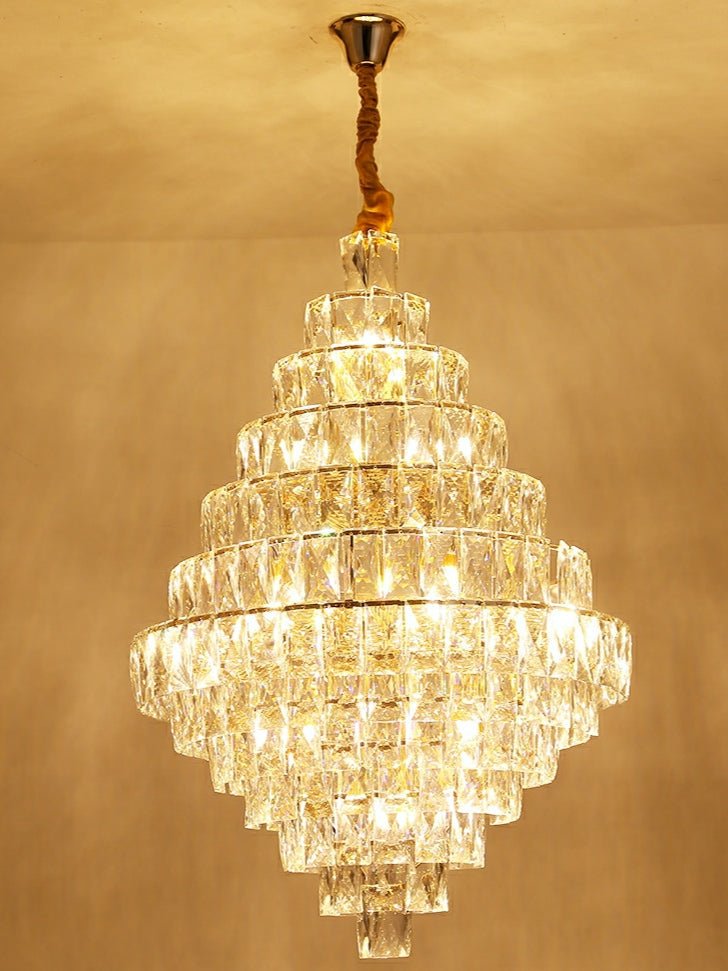 Extra Large Foyer Pure Crystal Ceiling Light Fixture Living Room Entrance Staircase Chandelier - briglamps