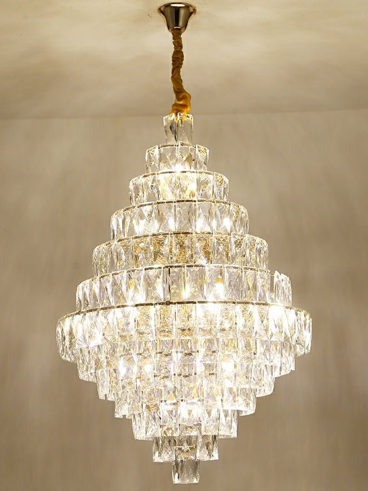 Extra Large Foyer Pure Crystal Ceiling Light Fixture Living Room Entrance Staircase Chandelier - briglamps