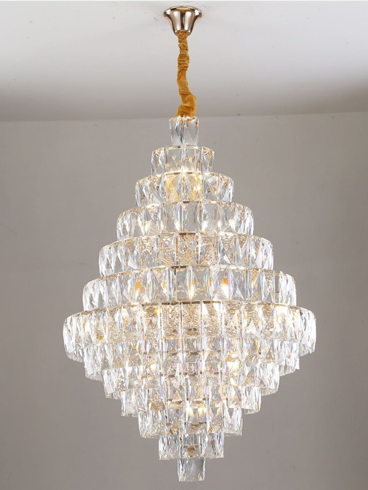 Extra Large Foyer Pure Crystal Ceiling Light Fixture Living Room Entrance Staircase Chandelier - briglamps