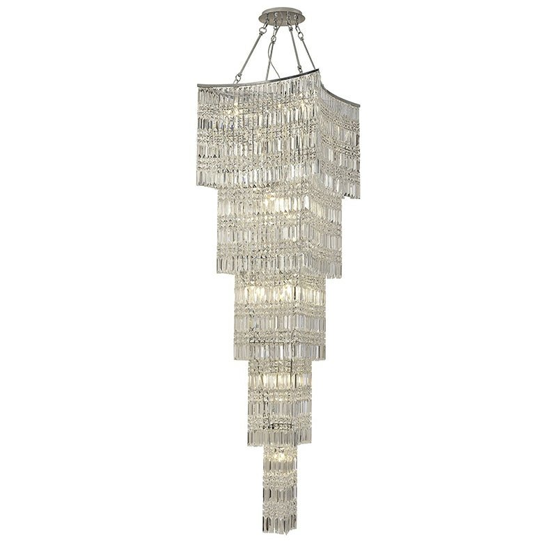 Extra Large Foyer Vertical Layers K9 Crystal Chandelier Chrome Ceiling Lighting Fixture For Staircase Entryway Decor - briglamps
