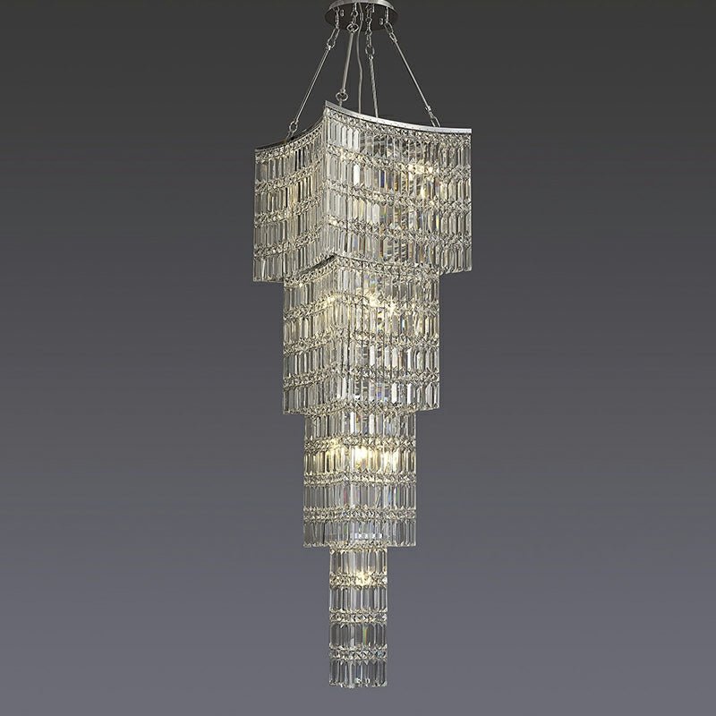 Extra Large Foyer Vertical Layers K9 Crystal Chandelier Chrome Ceiling Lighting Fixture For Staircase Entryway Decor - briglamps