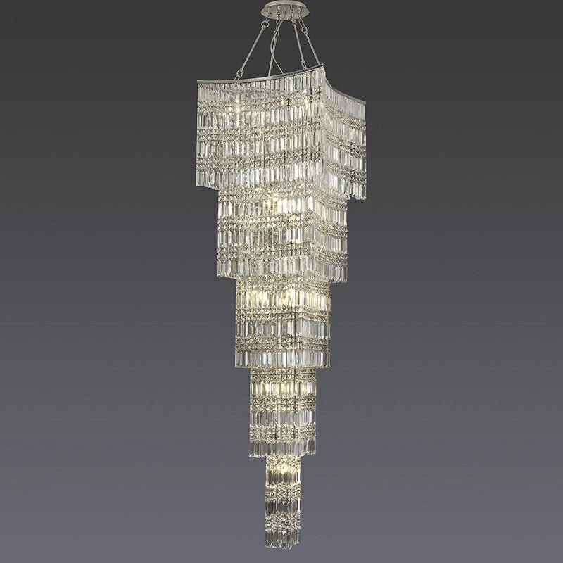 Extra Large Foyer Vertical Layers K9 Crystal Chandelier Chrome Ceiling Lighting Fixture For Staircase Entryway Decor - briglamps