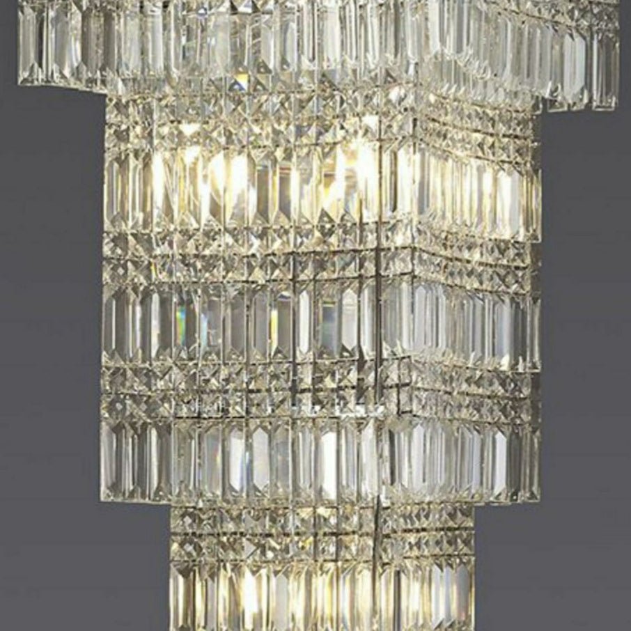 Extra Large Foyer Vertical Layers K9 Crystal Chandelier Chrome Ceiling Lighting Fixture For Staircase Entryway Decor - briglamps