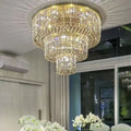 Extra Large Gold Flush Mount Crystal Light Round 3-layers Decorative Living Room/Dining Room Light Fixture - Brig Lighting