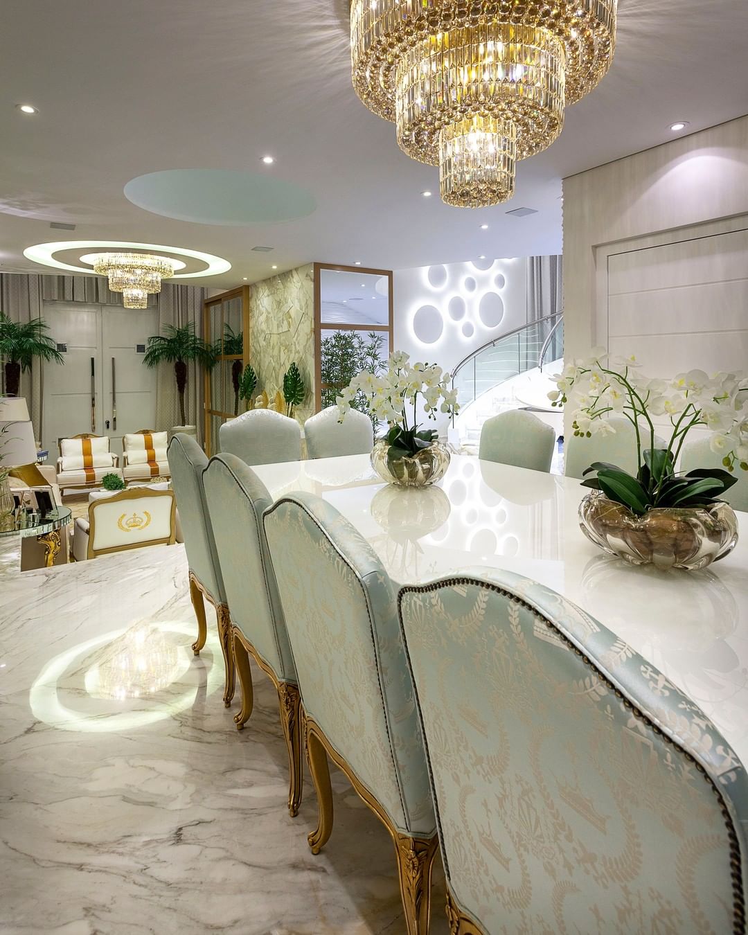 Extra Large Gold Flush Mount Crystal Light Round 3-layers Decorative Living Room/Dining Room Light Fixture - Brig Lighting