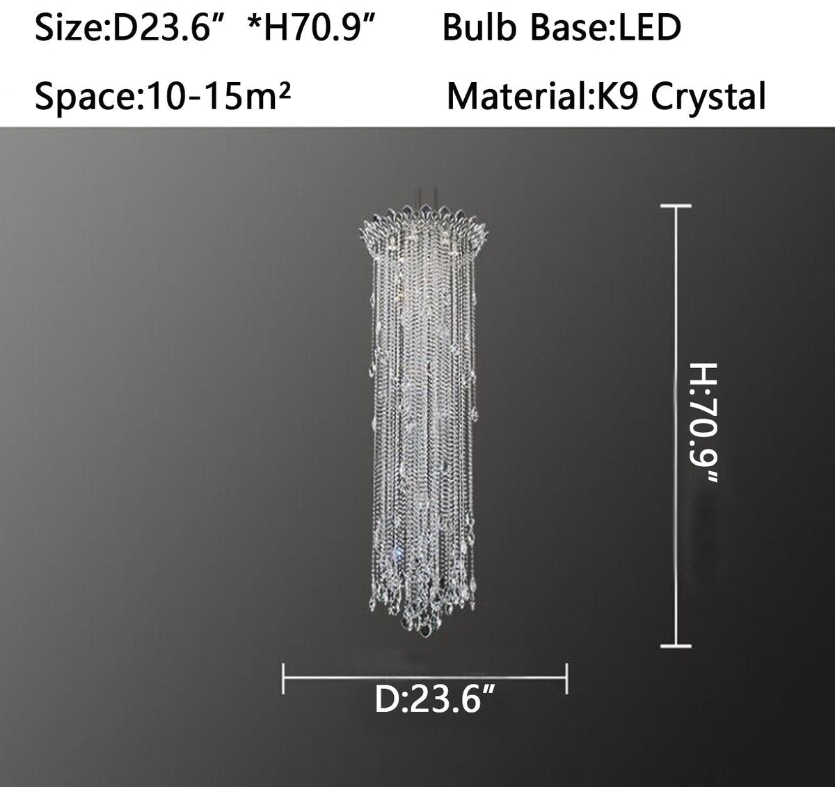 Extra Large Light Luxury Stairwell Crystal Tassel Chandelier for Staircase/High Floor Hall/Loft - briglamps