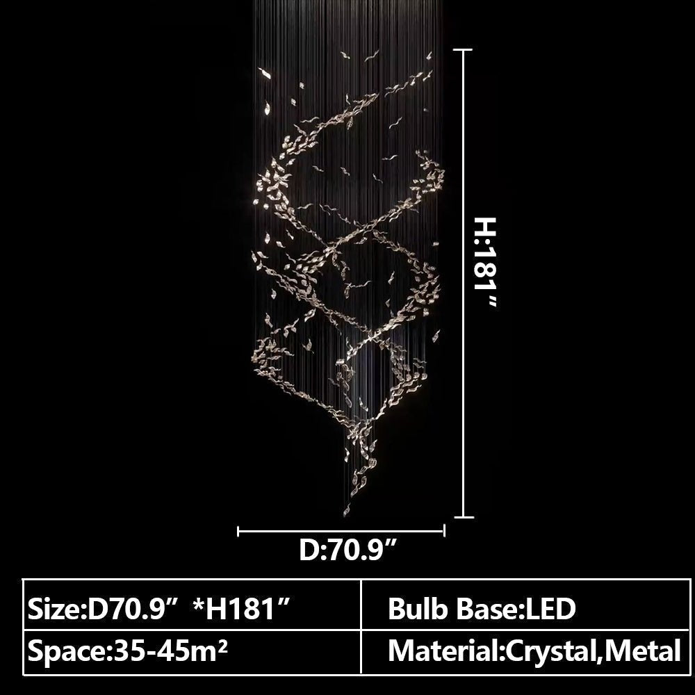 Extra Large Luxury Art Double Spiral Creative Crystal Chandelier For High-ceiling Foyer/Hallway/Entryway - Brig Lighting