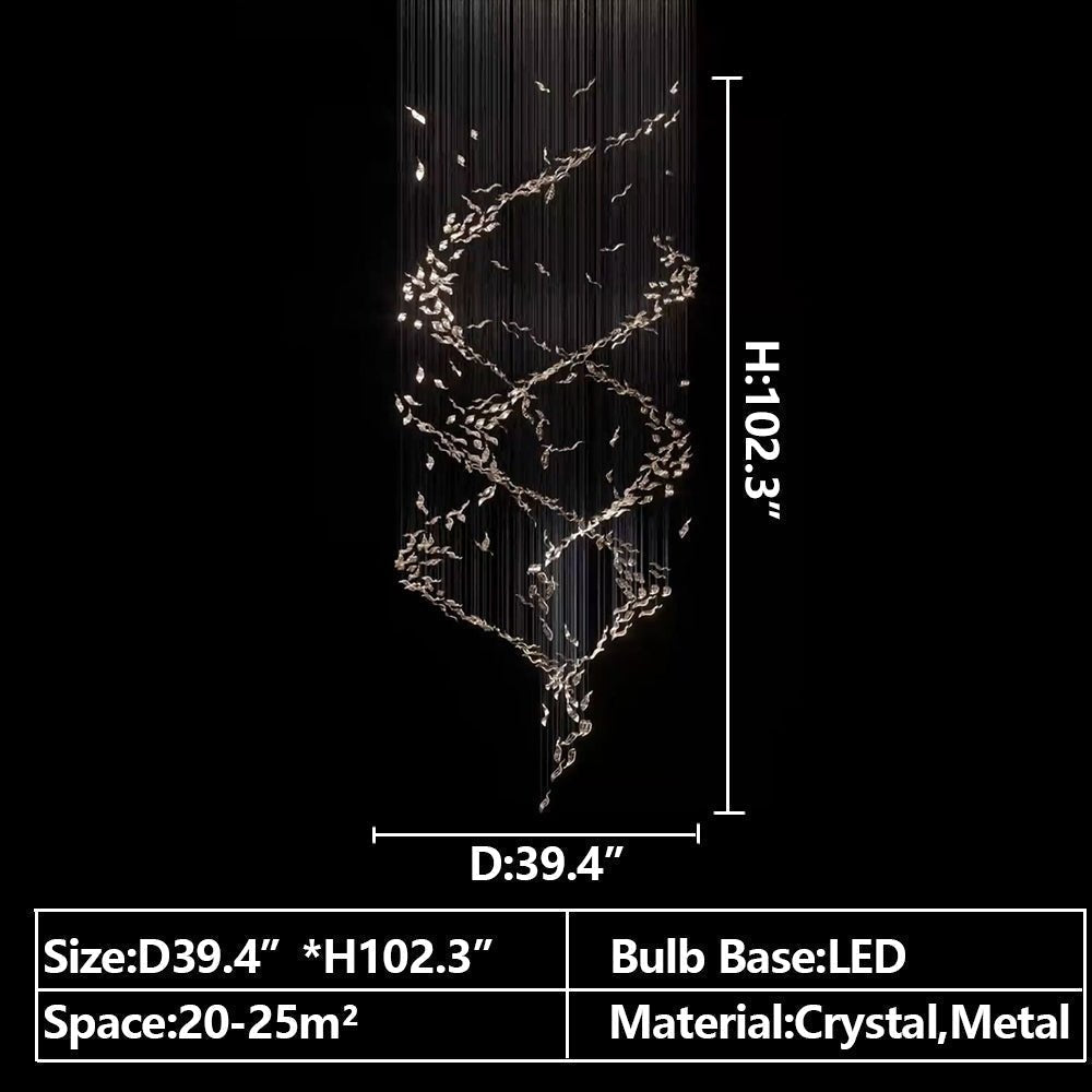 Extra Large Luxury Art Double Spiral Creative Crystal Chandelier For High-ceiling Foyer/Hallway/Entryway - Brig Lighting