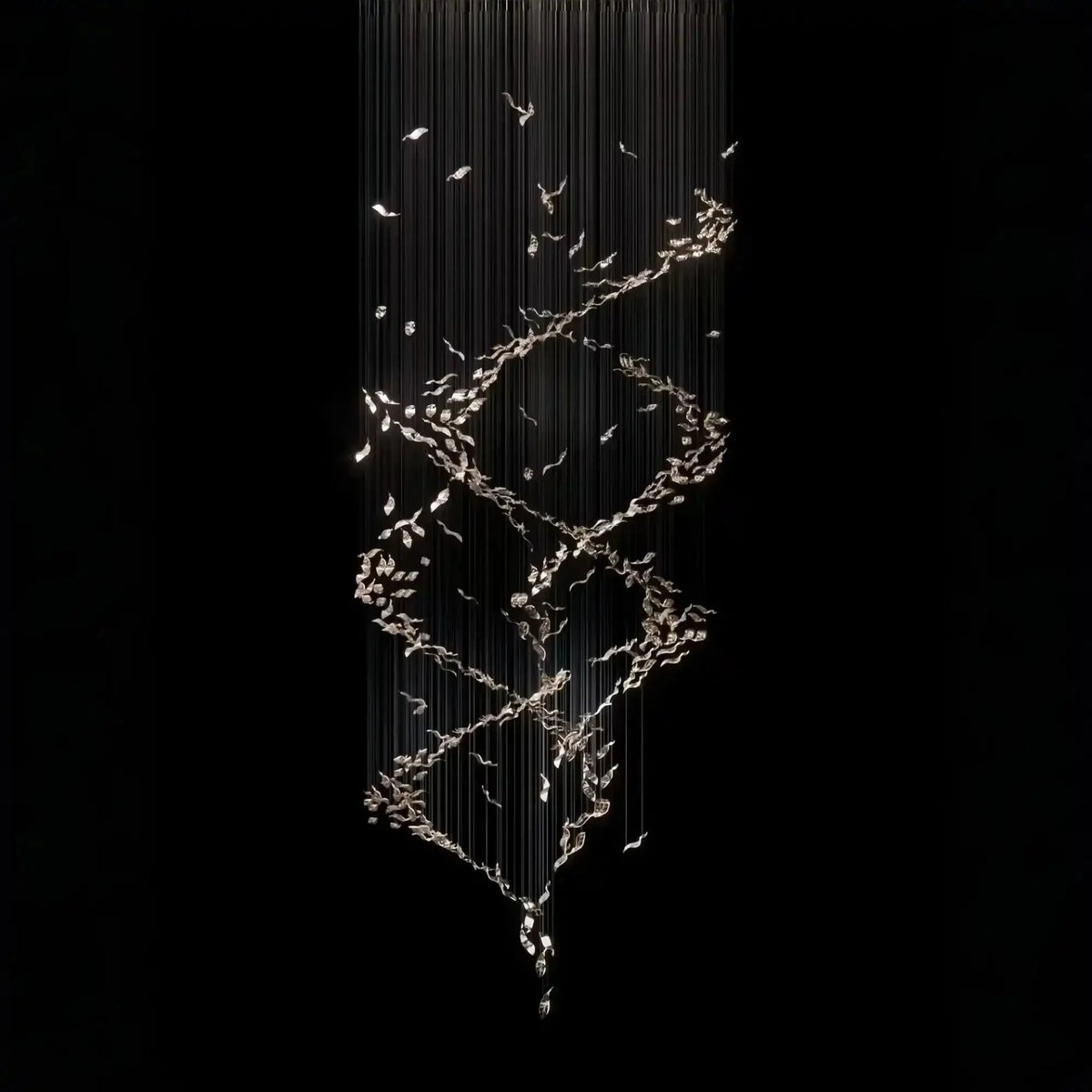 Extra Large Luxury Art Double Spiral Creative Crystal Chandelier For High-ceiling Foyer/Hallway/Entryway - Brig Lighting